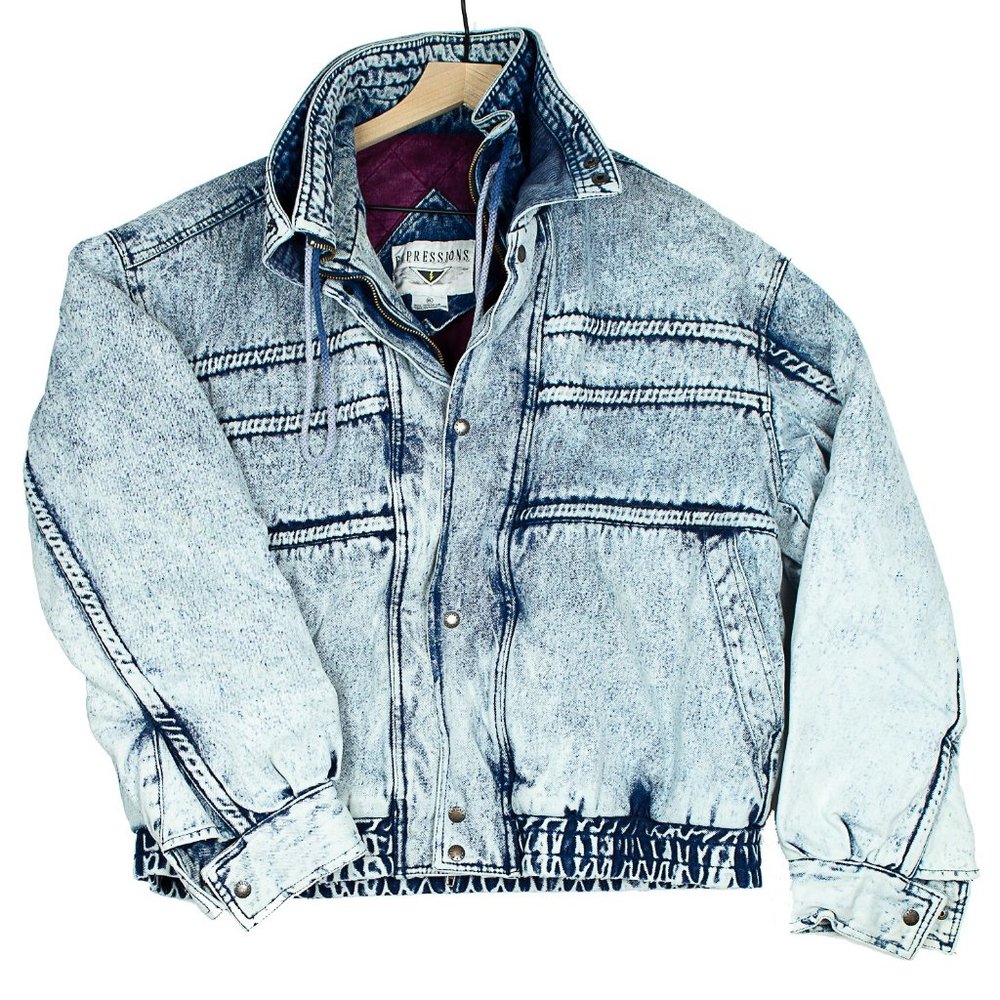 Vintage Expressions Acid Wash Ribbed Jean Jacket